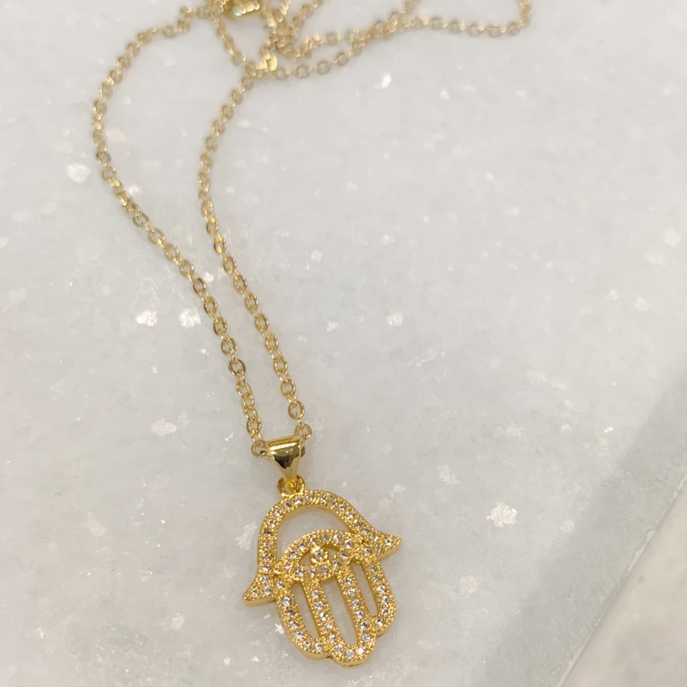 🎉HP🎉 Hamsa Hand Evil Eye Necklace | Gold Filled - Picture 4 of 5